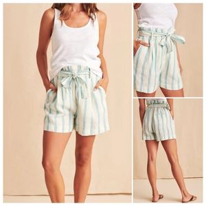 Faherty | Cypress Linen Shorts Ocean Catalina White Blue Stripe Medium